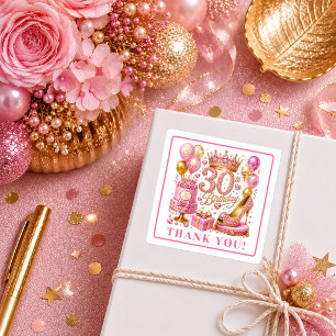 Reizvolle Rose Gold Glitter 30. Geburtstag Aufkleb Quadratischer Aufkleber