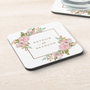 Reizvolle Rose Vintage Staubrosa Hochzeitsmonogram Getränkeuntersetzer