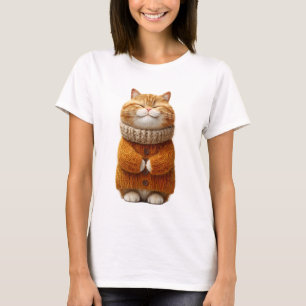 Reizvolle rote Katze in gemütlichem gestricktem Pu T-Shirt