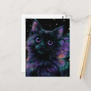 Reizvolle schwarze Katzenfee Postkarte