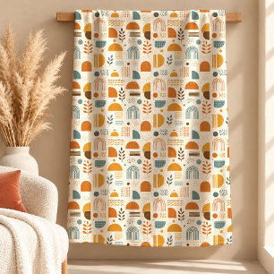 Reizvolle Terrakotta-Senf-Boho-Decke Fleecedecke
