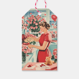 Reizvolle Vintage-Blumenladen-Szene Geschenkanhänger