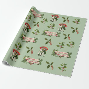 Reizvolle Vintage-Kinder und Stechpalme Personalis Geschenkpapier