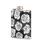 Reizvolle Vintage-Schwarze und weiße Rosen Flachmann (Links)