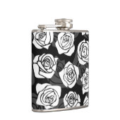 Reizvolle Vintage-Schwarze und weiße Rosen Flachmann (Rechts)
