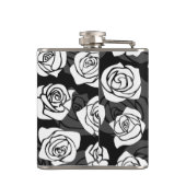 Reizvolle Vintage-Schwarze und weiße Rosen Flachmann (Rückseite)