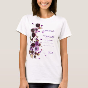 Reizvolle Wildblumen Stickerei T-Shirt, Dunkelgrün T-Shirt