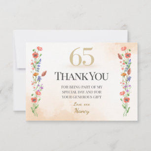 Reizvoller 65. Geburtstag – Wildflower-Design Dankeskarte