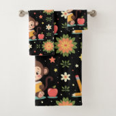 Reizvoller Affe liest Blumenmuster Badhandtuch Set (Insitu)