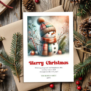 Reizvoller digitaler Weihnachts-Schneemann minimal Feiertagskarte