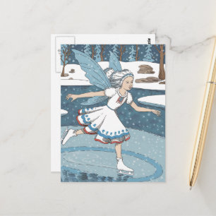 Reizvoller Eislauffee in schneebedecktem Winterwal Postkarte