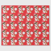 Reizvoller Feiertags-Welpe mit Weihnachtsmannmütze Geschenkpapier (Flach)