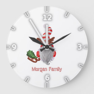 Reizvoller Gnom-Schlitten Weihnachten Große Wanduhr