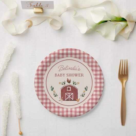 Reizvoller Hühnerstall auf dem Bauernhof mit Gingh Pappteller (Hochzeit)