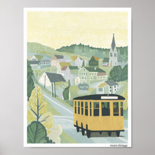 REIZVOLLER KUNSTDruck STILISIERT LÄNDLICHE GEGEND Poster