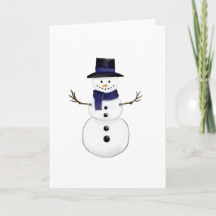Reizvoller Schneemann mit blauem Schal und passend Karte