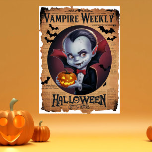 Reizvoller Vampir im Vintage-Stil Halloween-Zeitun Poster