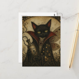 Reizvoller Vampir Schwarze Katzenfee Postkarte