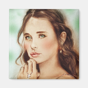 Reizvoller Vintage-Mädchen-Quadratmagnet - Lady of Magnet