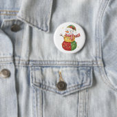 Reizvoller Wasserfarben-Patchwork-Schneemann-Weihn Button (Beispiel)