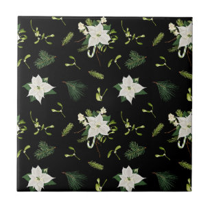 Reizvolles Blumenmuster auf modernem Schwarz Fliese