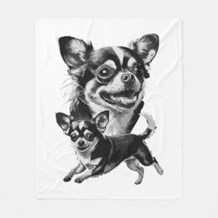Reizvolles Chihuahua-Duo Schwarz-Weiß-Haustier Fleecedecke