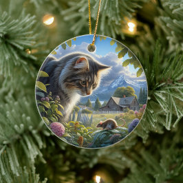 Reizvolles Haustier Langhaarkatze Andenken Keramik Ornament