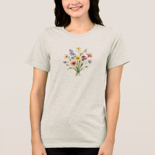 Reizvolles Landblumen-Schleifen-Bouquet Tri-Blend Shirt