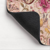 Reizvolles rosa Patchwork-Blumenmuster Mousepad (Ecke)