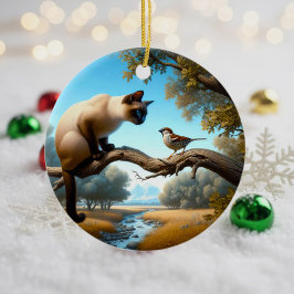 Reizvolles Siamese-Katzen-Andenken Keramik Ornament