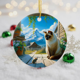 Reizvolles Siamese-Katzen-Andenken Keramik Ornament
