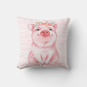 Reizvolles Wasserfarben-Schwein Kissen (Vorderseite)