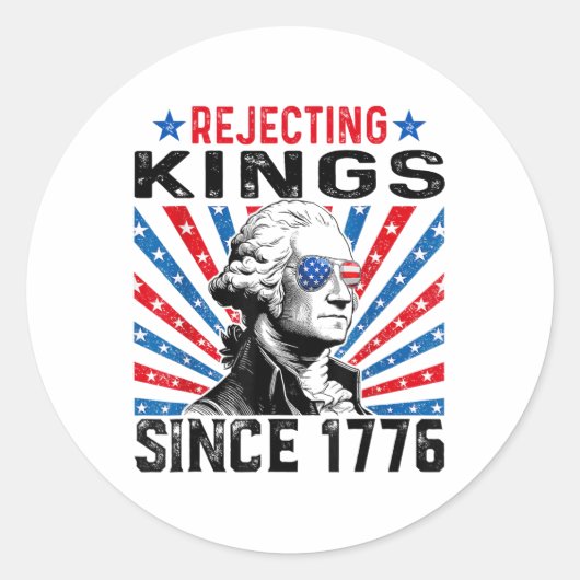 Rejecting Kings Since 1776 Distressed Usa Flag Vin Runder Aufkleber (Vorderseite)