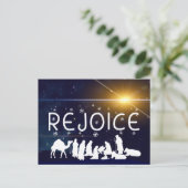 REJOICE Christmas Nativity Postkarte (Stehend Vorderseite)