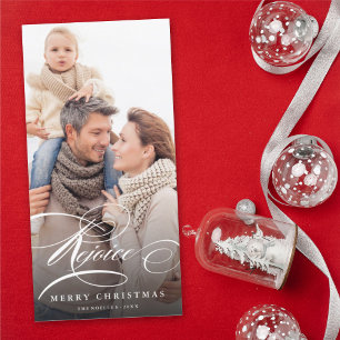 Rejoice Classic Script Religious Christmas Foto Feiertagskarte