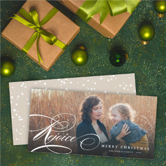 Rejoice Classic Script Religious Christmas Foto Feiertagskarte