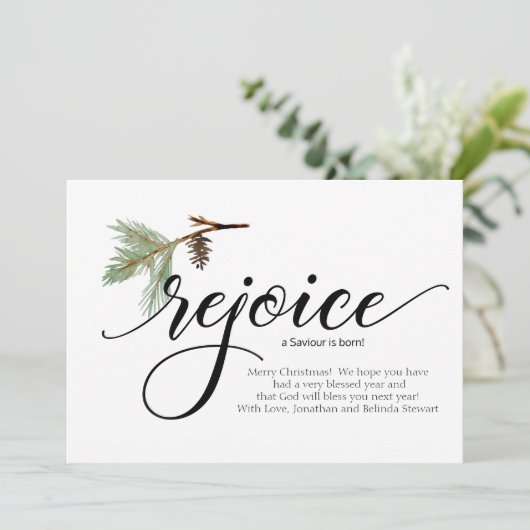 REJOICE EIN SAVIOR IST GEBOREN - Weihnachts-Fotoka (Stehend Vorderseite)