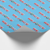 REJOICE roter Text mit Schnee und Erde Geschenkpapier (Ecke)