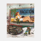 Reklametafeln im Winter von Stevan Dohanos Fleecedecke (Vorderseite)