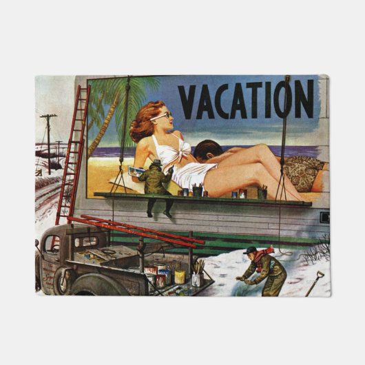 Reklametafeln im Winter von Stevan Dohanos Fußmatte (Vorderseite)