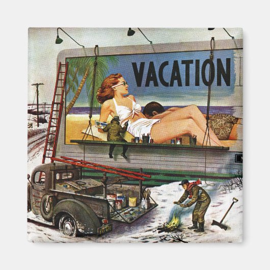 Reklametafeln im Winter von Stevan Dohanos Magnet (Vorne)