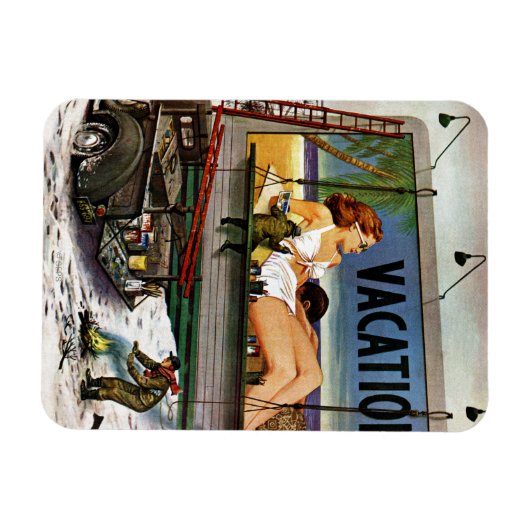 Reklametafeln im Winter von Stevan Dohanos Magnet (Horizontal)