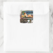 Reklametafeln im Winter von Stevan Dohanos Quadratischer Aufkleber (Tasche)