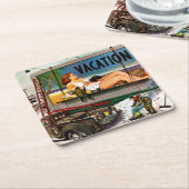 Reklametafeln im Winter von Stevan Dohanos Rechteckiger Pappuntersetzer (angewinkelt)