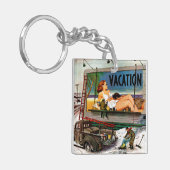 Reklametafeln im Winter von Stevan Dohanos Schlüsselanhänger (Vorderseite links)