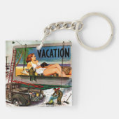 Reklametafeln im Winter von Stevan Dohanos Schlüsselanhänger (Rückseite)