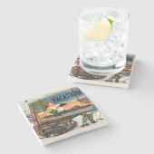 Reklametafeln im Winter von Stevan Dohanos Steinuntersetzer (Seitenansicht)