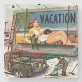 Reklametafeln im Winter von Stevan Dohanos Steinuntersetzer (Vorderseite)