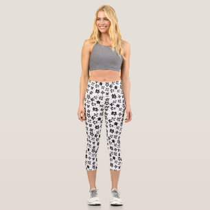 Rekonstruiertes Blumenmuster - Achromatische Goth Capri Leggings