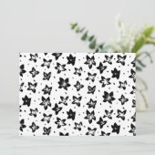 Rekonstruiertes Blumenmuster - Achromatische Goth Einladung (Stehend Vorderseite)